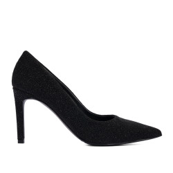 Eleganckie buty damskie 1366 czarny welur perłowy