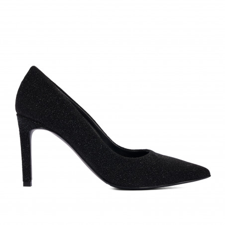 Eleganckie buty damskie 1366 czarny welur perłowy