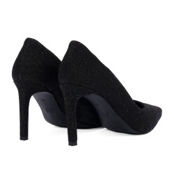 Eleganckie buty damskie 1366 czarny welur perłowy