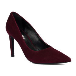 Eleganckie buty damskie 1366 bordo welur