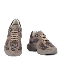 Damskie buty sportowe 6102 zamsz w kolorze piaskowym kombinowany