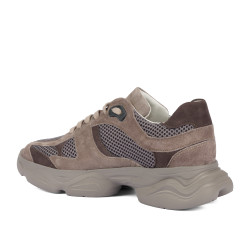 Damskie buty sportowe 6102 zamsz w kolorze piaskowym kombinowany