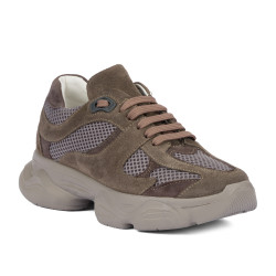 Buty sportowe damskie 6102 piaskowy welur kombinowany 01