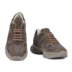 Buty sportowe damskie 6102 piaskowy welur kombinowany 01