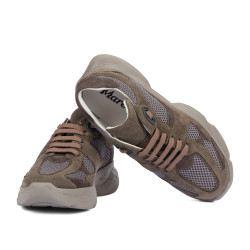 Buty sportowe damskie 6102 piaskowy welur kombinowany 01