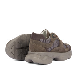 Buty sportowe damskie 6102 piaskowy welur kombinowany 01