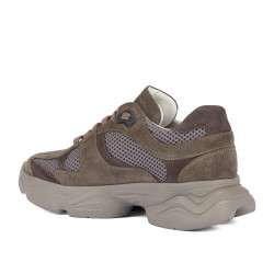 Buty sportowe damskie 6102 piaskowy welur kombinowany 01