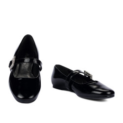 Damskie baleriny 1319 czarny lakier
