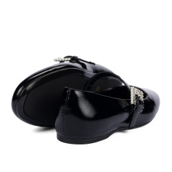 Damskie baleriny 1319 czarny lakier