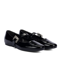 Damskie baleriny 1319 czarny lakier