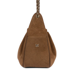 Damska torebka na ramię 062g zamsz camel