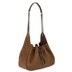 Damska torebka na ramię 062g zamsz camel