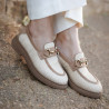 Buty casual damskie 6092 rafia beżowa kombinowana lifestyle
