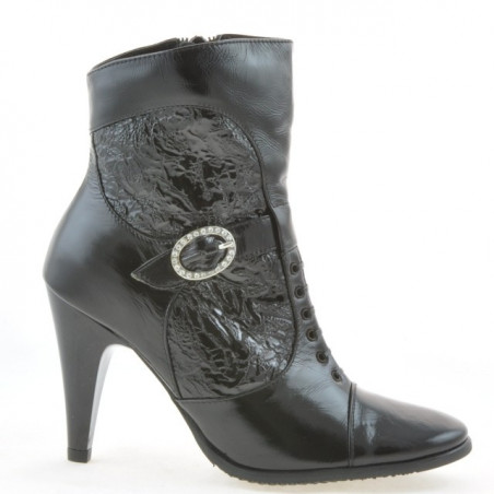 Damskie botki 1102 czarny lakier crep