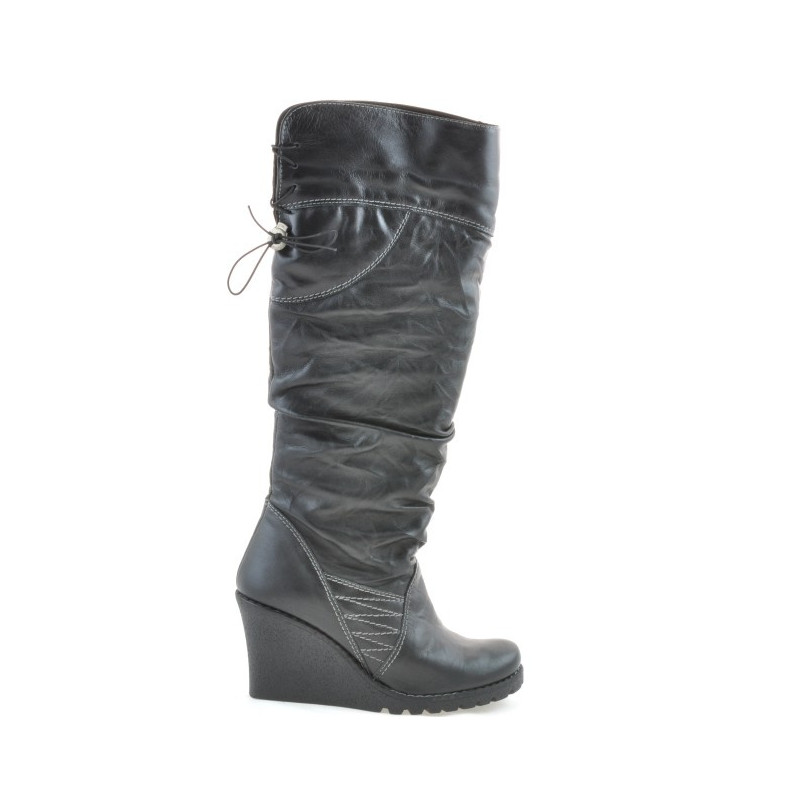 Damskie kozaki 226 czarne+czarny crep