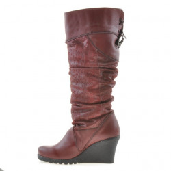 Damskie kozaki 226 bordo kombinowane