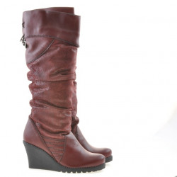 Damskie kozaki 226 bordo kombinowane