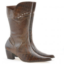 Damskie kozaki 298 croco koniak