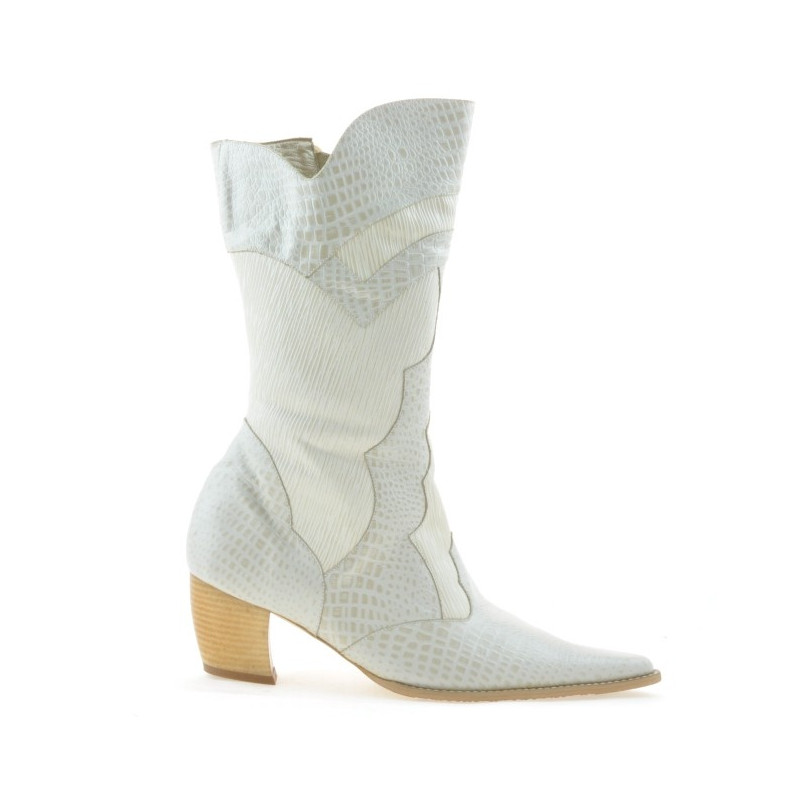 Damskie kozaki 298 croco beżowe