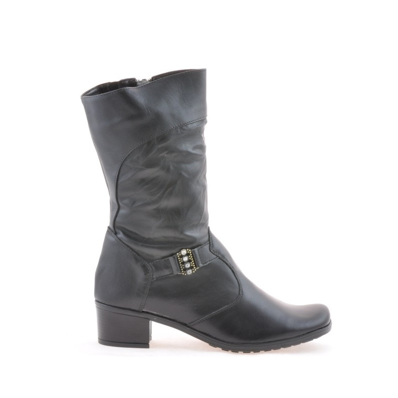 Damskie kozaki 261 czarne+czarny crepe