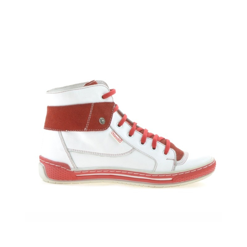 Buty damskie 258 białe+czerwone