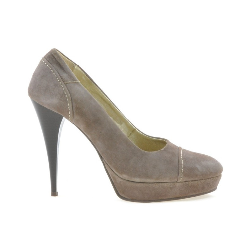 Eleganckie damskie buty 1082 cappuccino zamszowe