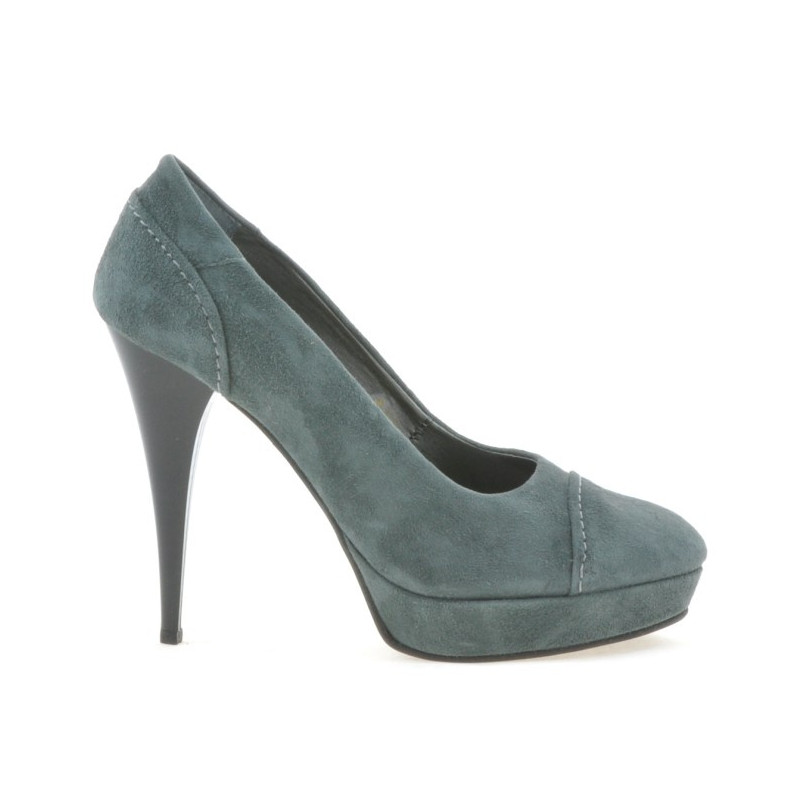 Eleganckie buty damskie 1082 szare zamszowe