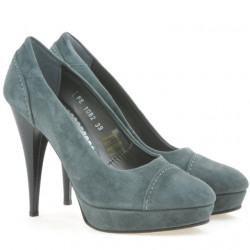 Eleganckie buty damskie 1082 szare zamszowe