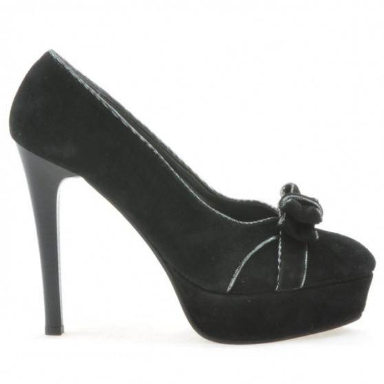 Eleganckie buty damskie 1095 czarny antilopa+srebrny