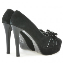 Eleganckie buty damskie 1095 czarny antilopa+srebrny