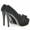 Eleganckie buty damskie 1095 czarny antilopa+srebrny