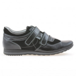 Buty sportowe męskie 712 lakierowane czarne + czarny welur