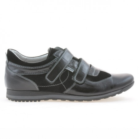 Buty sportowe męskie 712 lakierowane czarne + czarny welur