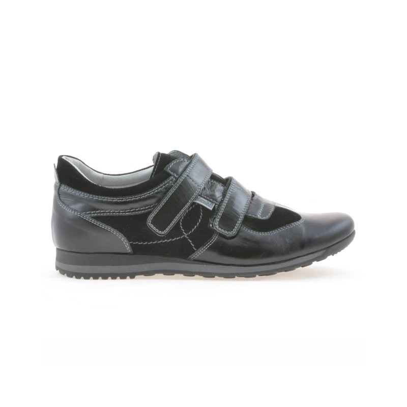 Buty sportowe męskie 712 lakierowane czarne + czarny welur