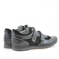 Buty sportowe męskie 712 lakierowane czarne + czarny welur
