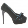 Eleganckie buty damskie 1095 czarna antilopa+turecki turkus