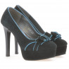 Eleganckie buty damskie 1095 czarna antilopa+turecki turkus
