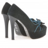 Eleganckie buty damskie 1095 czarna antilopa+turecki turkus