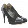 Eleganckie buty damskie 1082 czarne antylopa kombinowane