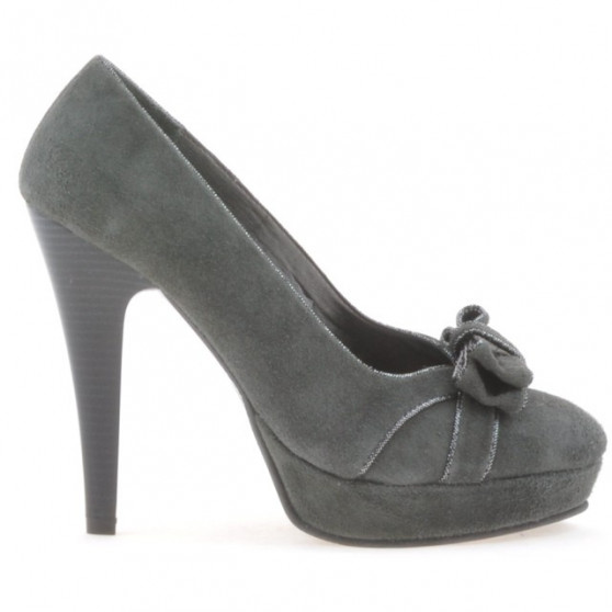 Eleganckie buty damskie 1095 szare zamszowe