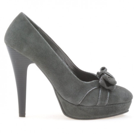 Eleganckie buty damskie 1095 szare zamszowe