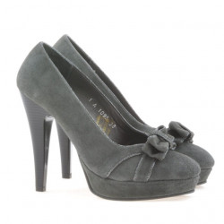 Eleganckie buty damskie 1095 szare zamszowe