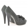 Eleganckie buty damskie 1095 szare zamszowe
