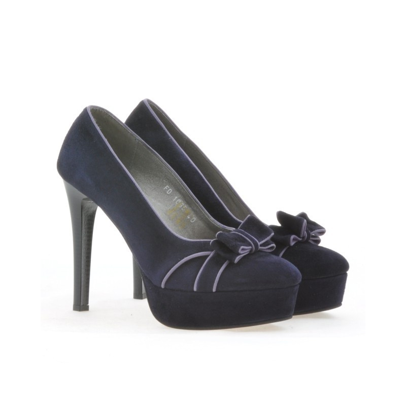 Eleganckie damskie buty 1095 indygo antilopa+fiolet
