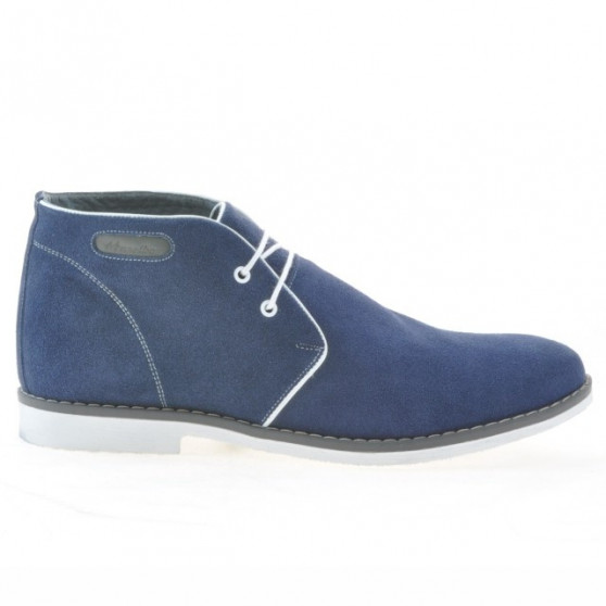 Buty męskie 454 indigo welur+białe