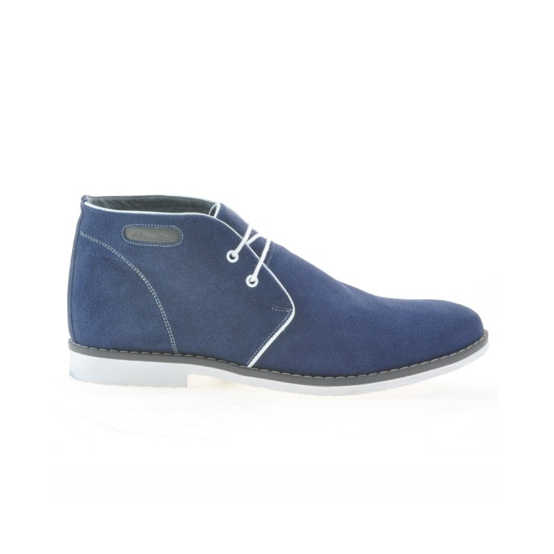 Buty męskie 454 indigo welur+białe