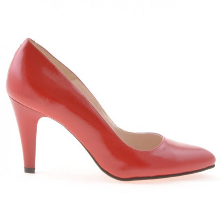 Eleganckie buty damskie 1234 lakierowane czerwone satynowe