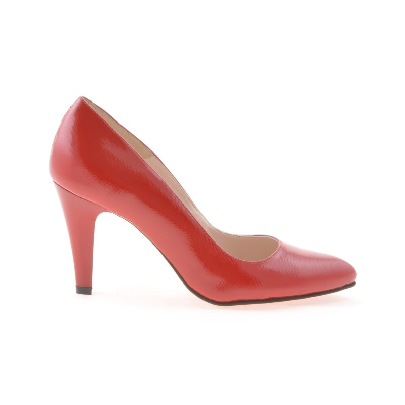 Eleganckie buty damskie 1234 lakierowane czerwone satynowe