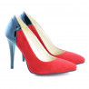 Eleganckie buty damskie 1230 czerwony antylopowy łączony