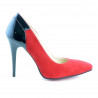 Eleganckie buty damskie 1230 czerwony antylopowy łączony